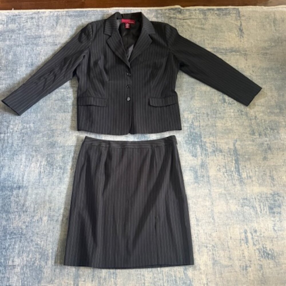 Merona Black Pinstripe Blazer with Skirt